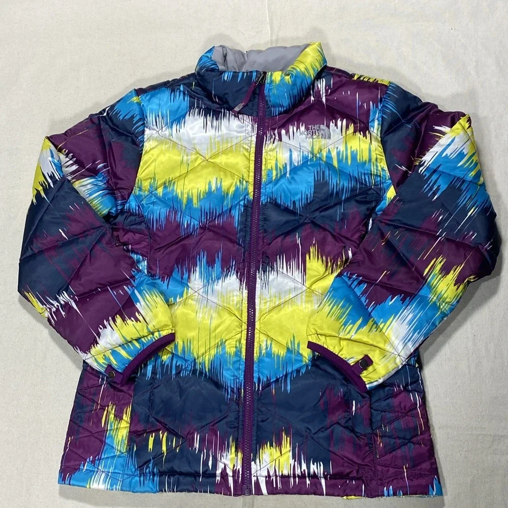 Girls Youth NWOT Sz XL 18 The North Face 550 Down Fill Jacket MultiColor Puffer